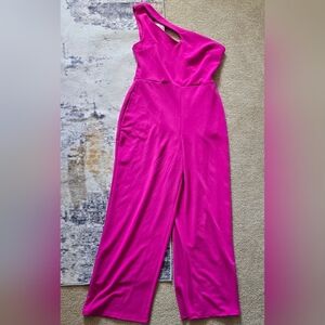 Crystal Sky Hot Pink One-Shoulder Wide Leg Jumpsuit Size M